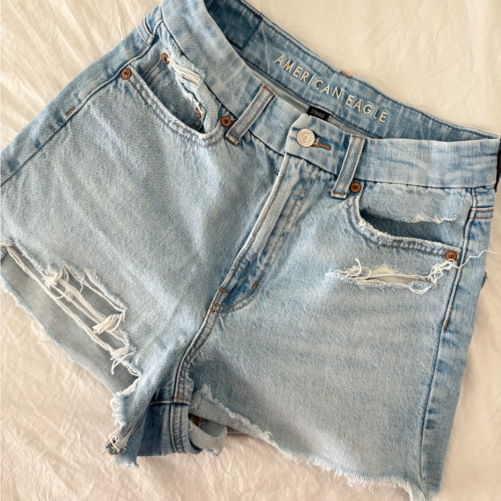 American Eagle Outfitters Light Wash Distressed Denim Shorts